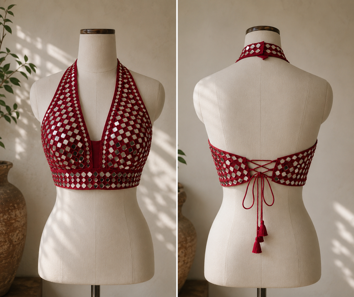Halter neck mirror blouse