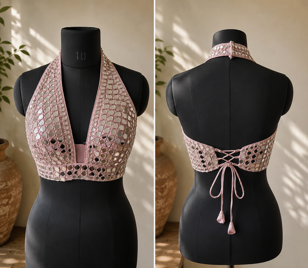 Halter neck mirror blouse