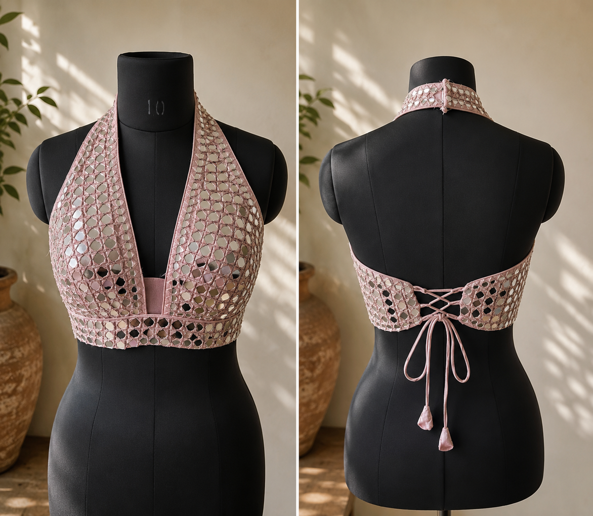 Halter neck mirror blouse