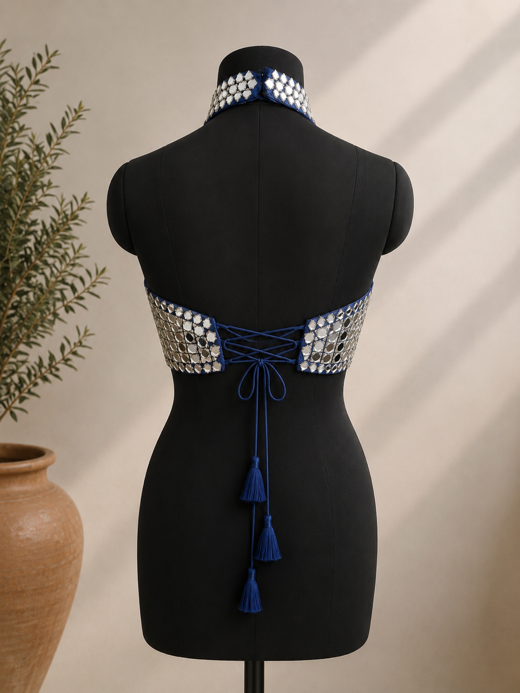 Halter neck mirror blouse