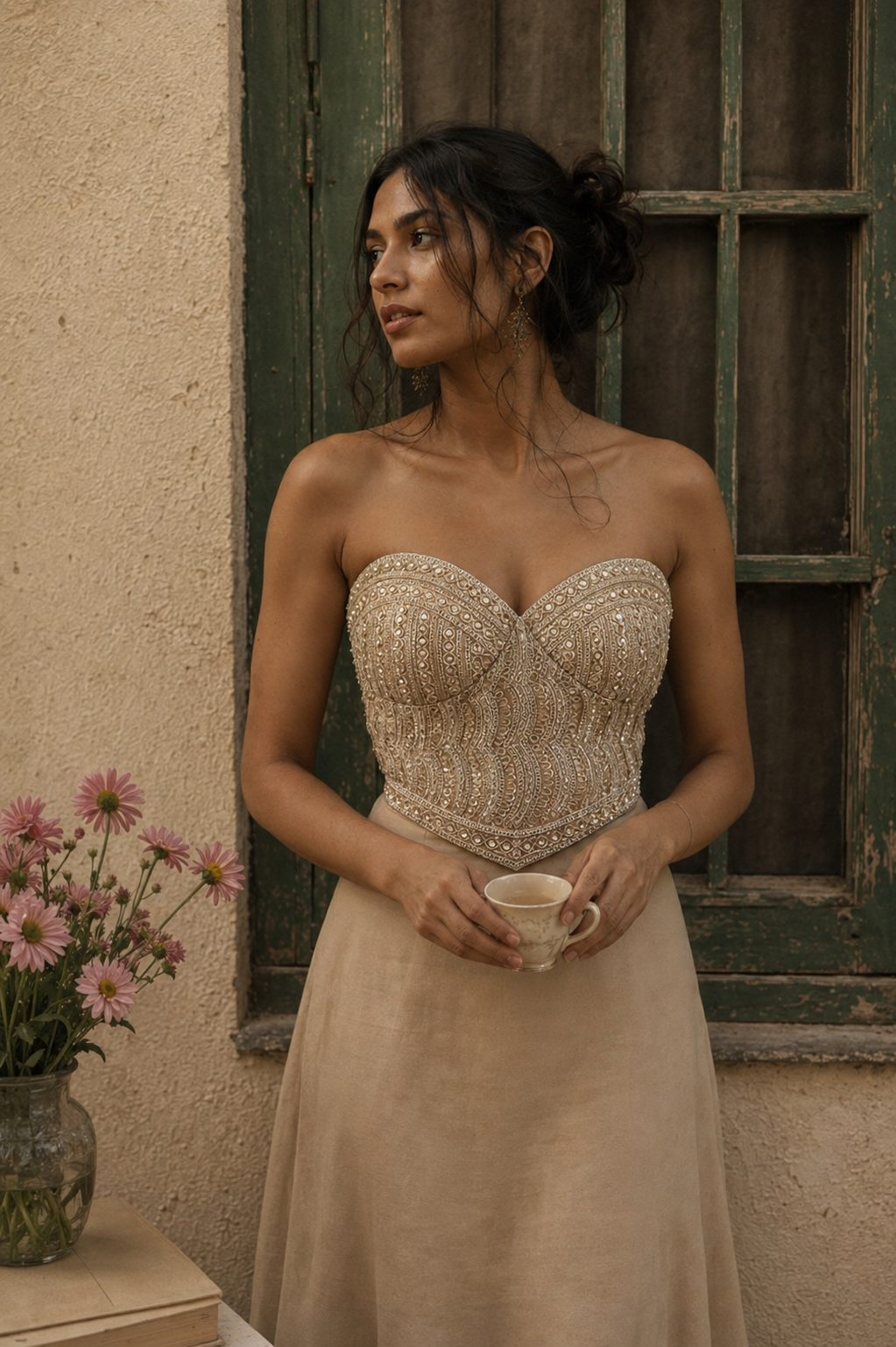 STRAPLESS BEADED CORSET